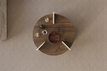 Cindral sofabord 70 cm rundt - Valnøtt og Travertin - Møbler - Bord - Sofabord & salongbord