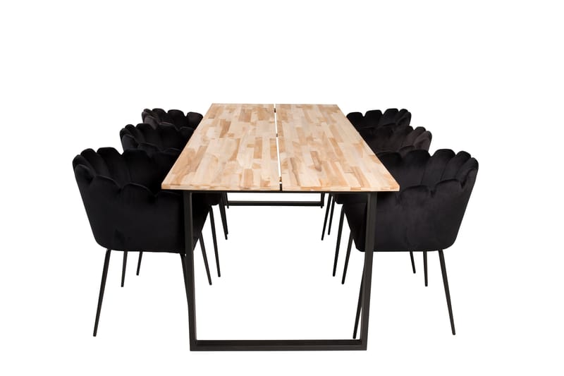 Cirebon Spisegruppe 200 cm Rektangulær med 6 Limhamn Stoler, Sort