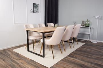 Cirebon Spisegruppe 200 cm Rektangulær med 6 Velvet Stoler - Beige - Møbler - Bord - Spisegruppe