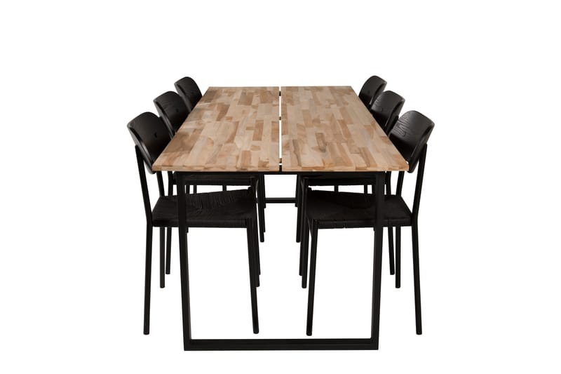 Cirebon Spisegruppe 200 cm Rektangulær med 6 Polar Stoler, Sort