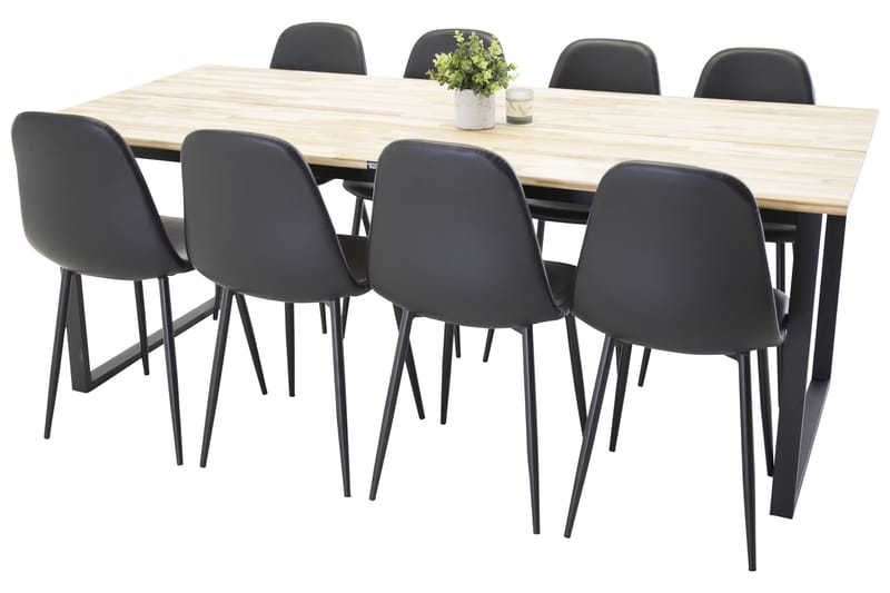 Cirebon Spisegruppe 200 cm Rektangulær med 8 Polar Stoler, Sort