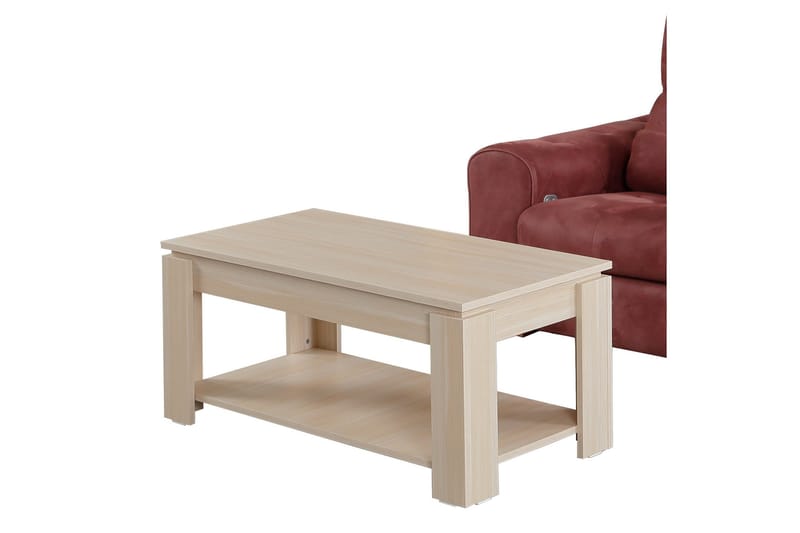 Comfortale Sofabord 104 cm med Oppbevaringshylle - Lyse Eikefarge - Møbler - Bord - Sofabord & salongbord