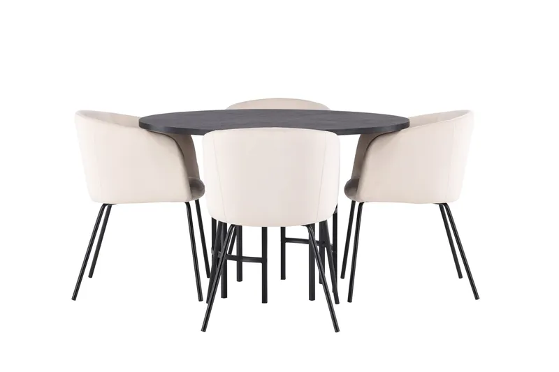Copenhagen Matgruppe 115 cm Rund med 4 Berit stoler, Beige