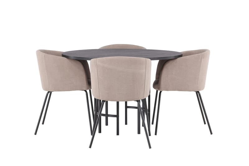 Copenhagen Matgruppe 115 cm Rund med 4 Berit stoler, Beige