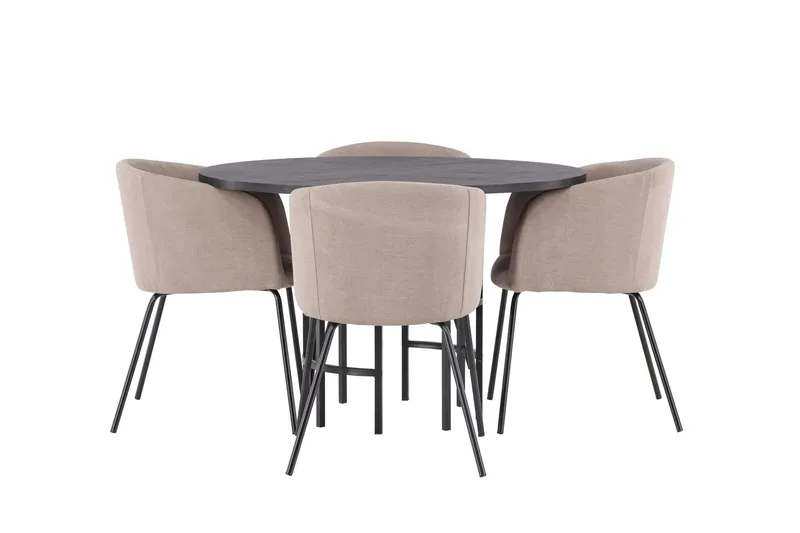 Copenhagen Matgruppe 115 cm Rund med 4 Berit stoler, Beige
