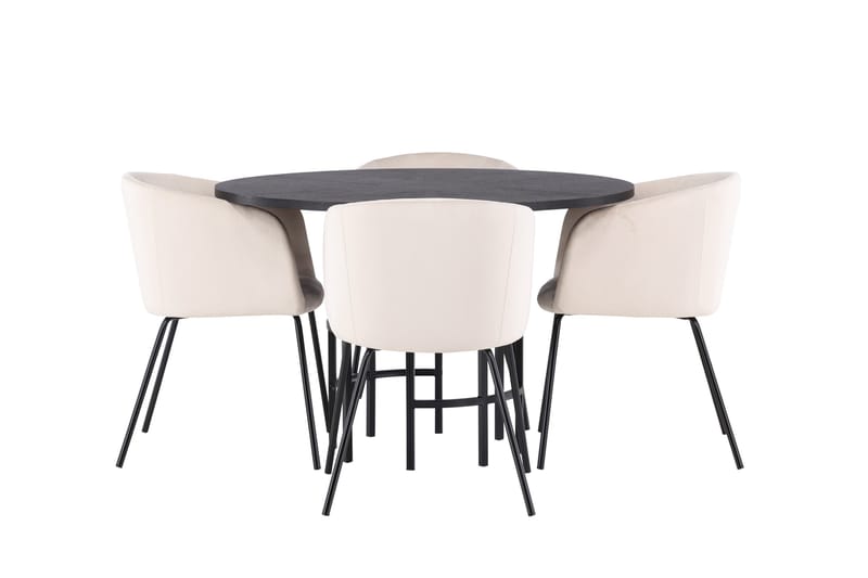 Copenhagen Matgruppe 115 cm Rund med 4 Berit stoler - Beige - Møbler - Bord - Spisegruppe