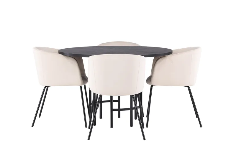 Copenhagen Matgruppe 115 cm Rund med 4 Berit stoler - Beige - Møbler - Bord - Spisegruppe