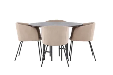 Copenhagen Matgruppe 115 cm Rund med 4 Berit stoler - Beige - Møbler - Bord - Spisegruppe