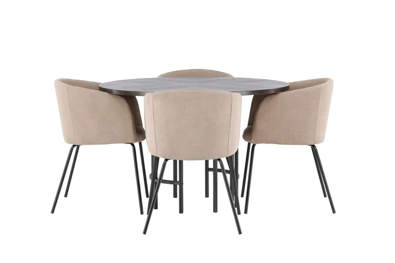 Copenhagen Matgruppe 115 cm Rund med 4 Berit stoler - Beige - Møbler - Bord - Spisegruppe
