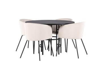 Copenhagen Matgruppe 115 cm Rund med 4 Berit stoler - Beige - Møbler - Bord - Spisegruppe