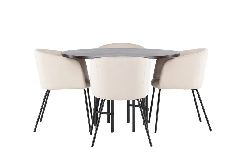 Copenhagen Matgruppe 115 cm Rund med 4 Berit stoler, Beige