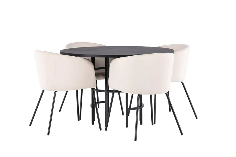 Copenhagen Matgruppe 115 cm Rund med 4 Berit stoler - Beige - Møbler - Bord - Spisegruppe