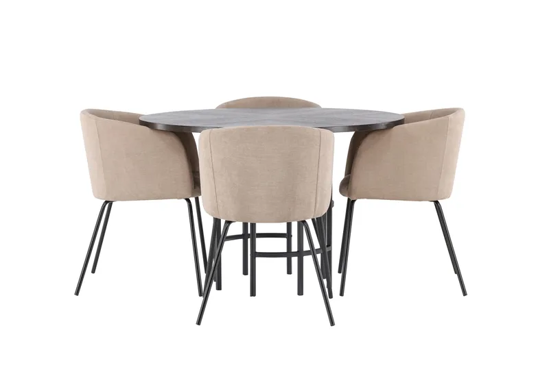 Copenhagen Matgruppe 115 cm Rund med 4 Berit stoler - Beige - Møbler - Bord - Spisegruppe