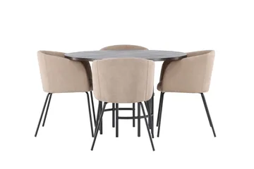 Copenhagen Matgruppe 115 cm Rund med 4 Berit stoler - Beige - Møbler - Bord - Spisegruppe
