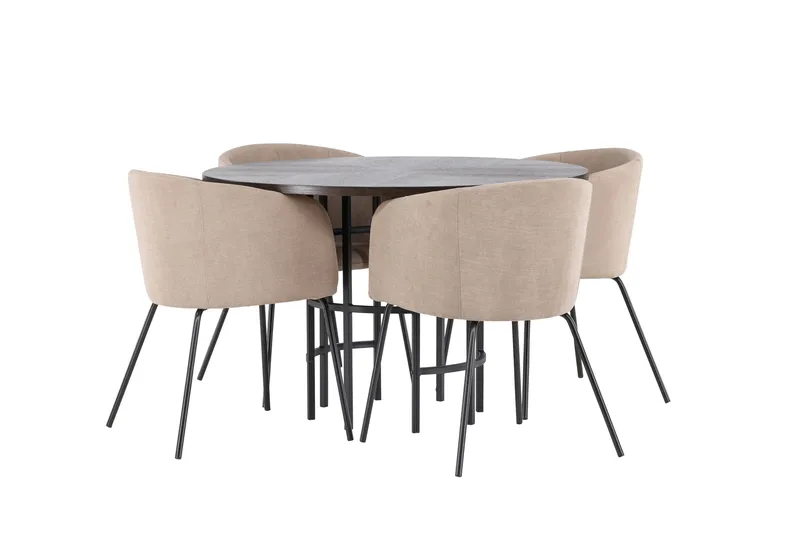 Copenhagen Matgruppe 115 cm Rund med 4 Berit stoler - Beige - Møbler - Bord - Spisegruppe