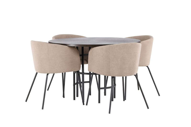 Copenhagen Matgruppe 115 cm Rund med 4 Berit stoler - Beige - Møbler - Bord - Spisegruppe