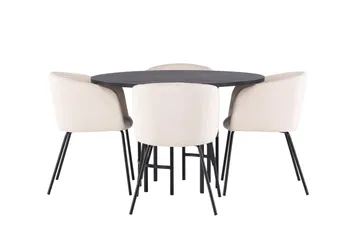 Copenhagen Matgruppe 115 cm Rund med 4 Berit stoler - Beige - Møbler - Bord - Spisegruppe