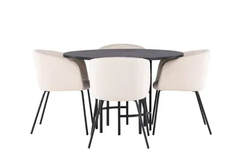 Copenhagen Matgruppe 115 cm Rund med 4 Berit stoler - Beige - Møbler - Bord - Spisegruppe