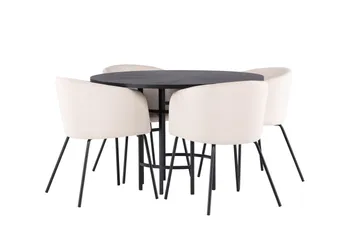 Copenhagen Matgruppe 115 cm Rund med 4 Berit stoler - Beige - Møbler - Bord - Spisegruppe