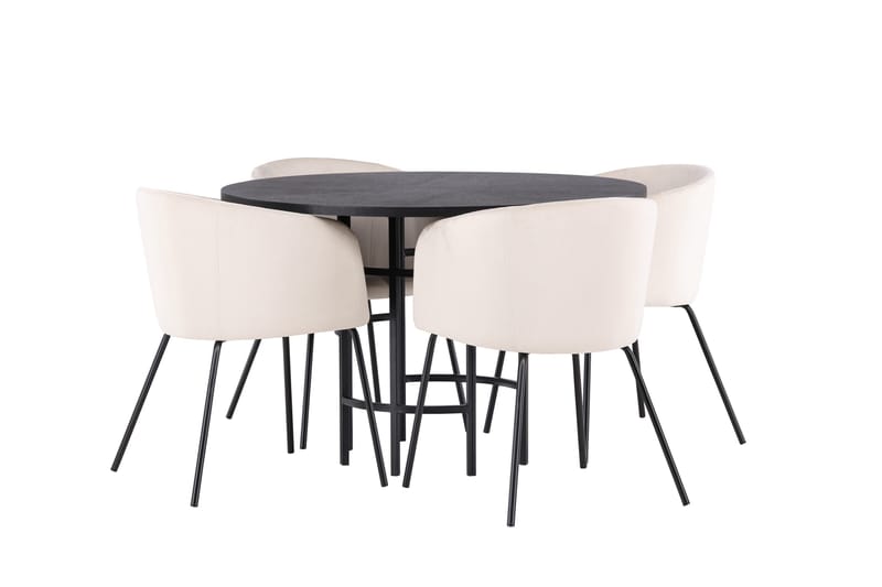 Copenhagen Matgruppe 115 cm Rund med 4 Berit stoler - Beige - Møbler - Bord - Spisegruppe