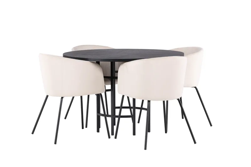 Copenhagen Matgruppe 115 cm Rund med 4 Berit stoler - Beige - Møbler - Bord - Spisegruppe