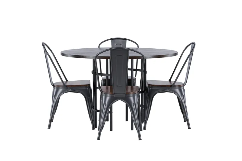 Copenhagen Matgruppe 115 cm Rund med 4 Tempe stoler, Mocca