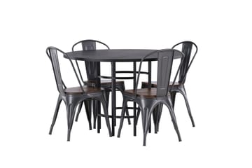 Copenhagen Matgruppe 115 cm Rund med 4 Tempe stoler - Sort - Møbler - Bord - Spisegruppe