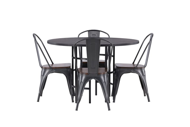 Copenhagen Matgruppe 115 cm Rund med 4 Tempe stoler, Sort