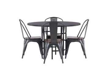 Copenhagen Matgruppe 115 cm Rund med 4 Tempe stoler - Sort - Møbler - Bord - Spisegruppe