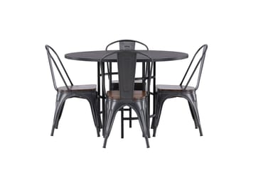 Copenhagen Matgruppe 115 cm Rund med 4 Tempe stoler - Sort - Møbler - Bord - Spisegruppe
