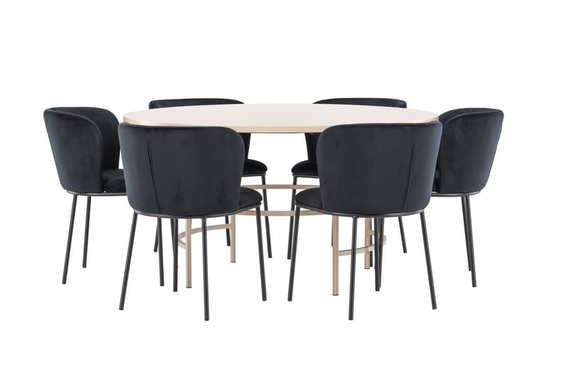 Copenhagen rundt spisebord 140 cm med 6 Edina spisestoler - Møbler - Bord - Spisegruppe