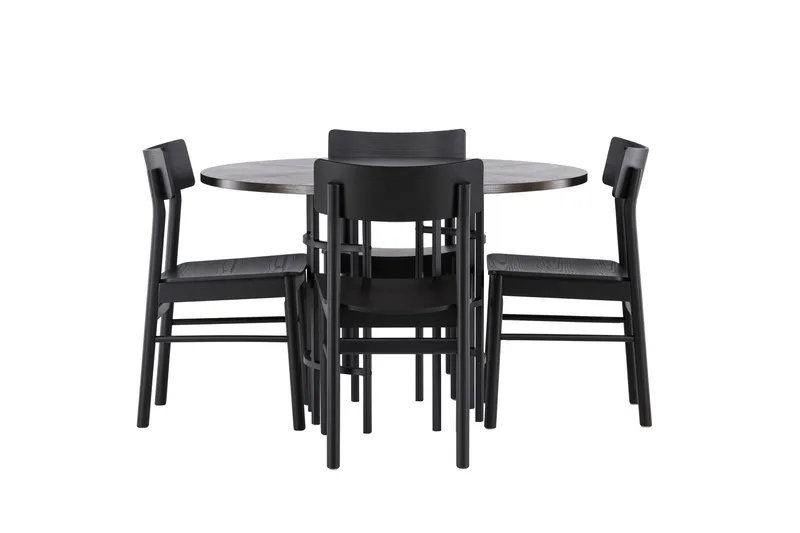 Copenhagen Spisegruppe + 4 stoler, Svart/Mokka