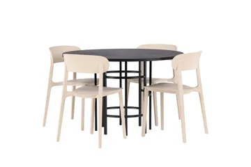 Copenhagen Spisegruppe 115 cm Rund med 4 Åstol Stoler - Beige - Møbler - Bord - Spisegruppe