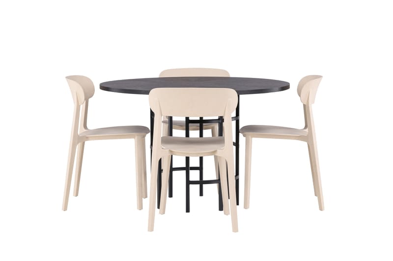 Copenhagen Spisegruppe 115 cm Rund med 4 Åstol Stoler - Beige - Møbler - Bord - Spisegruppe