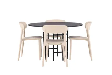 Copenhagen Spisegruppe 115 cm Rund med 4 Åstol Stoler - Beige - Møbler - Bord - Spisegruppe