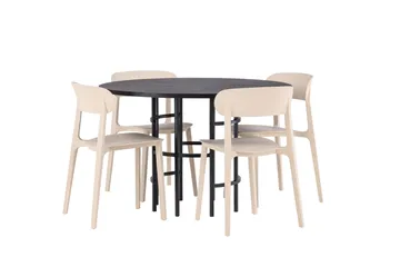 Copenhagen Spisegruppe 115 cm Rund med 4 Åstol Stoler - Beige - Møbler - Bord - Spisegruppe