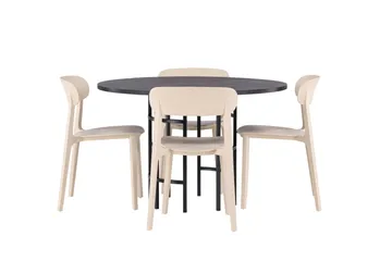 Copenhagen Spisegruppe 115 cm Rund med 4 Åstol Stoler - Beige - Møbler - Bord - Spisegruppe