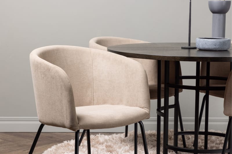 Copenhagen spisegruppe 115 cm rund med 4 Berit stoler - Beige - Møbler - Bord - Spisegruppe