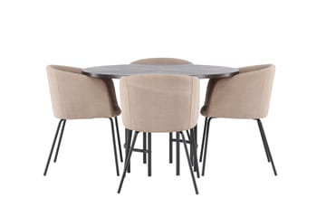 Copenhagen spisegruppe 115 cm rund med 4 Berit stoler - Beige - Møbler - Bord - Spisegruppe