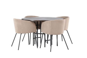 Copenhagen spisegruppe 115 cm rund med 4 Berit stoler - Beige - Møbler - Bord - Spisegruppe