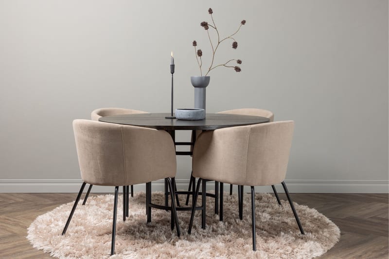 Copenhagen spisegruppe 115 cm rund med 4 Berit stoler - Beige - Møbler - Bord - Spisegruppe