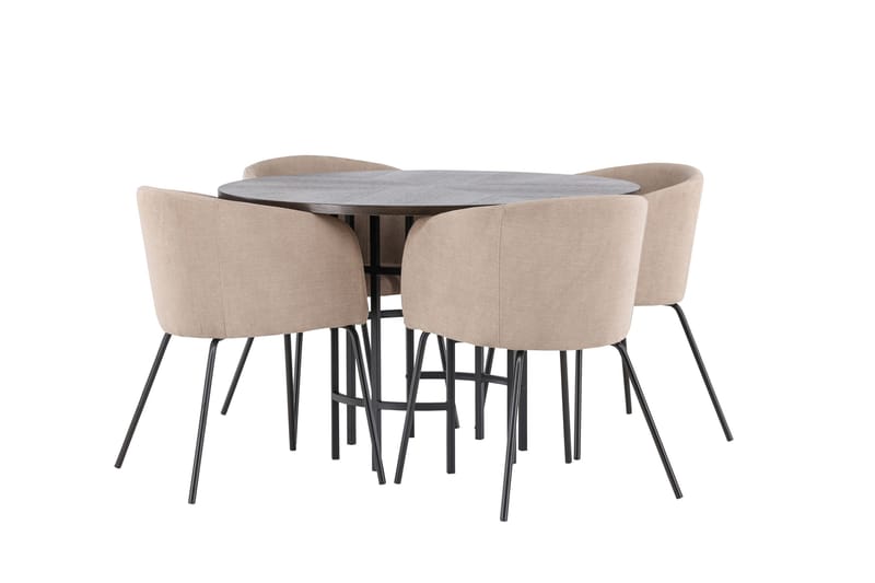 Copenhagen spisegruppe 115 cm rund med 4 Berit stoler - Beige - Møbler - Bord - Spisegruppe