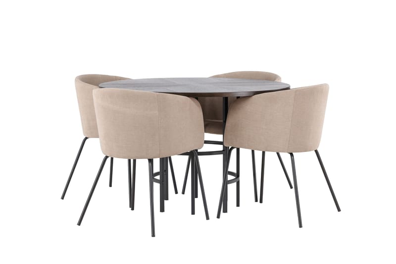 Copenhagen spisegruppe 115 cm rund med 4 Berit stoler - Beige - Møbler - Bord - Spisegruppe