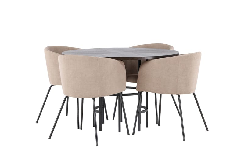Copenhagen spisegruppe 115 cm rund med 4 Berit stoler - Beige - Møbler - Bord - Spisegruppe