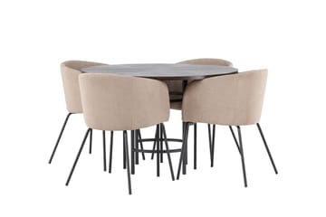 Copenhagen spisegruppe 115 cm rund med 4 Berit stoler - Beige - Møbler - Bord - Spisegruppe