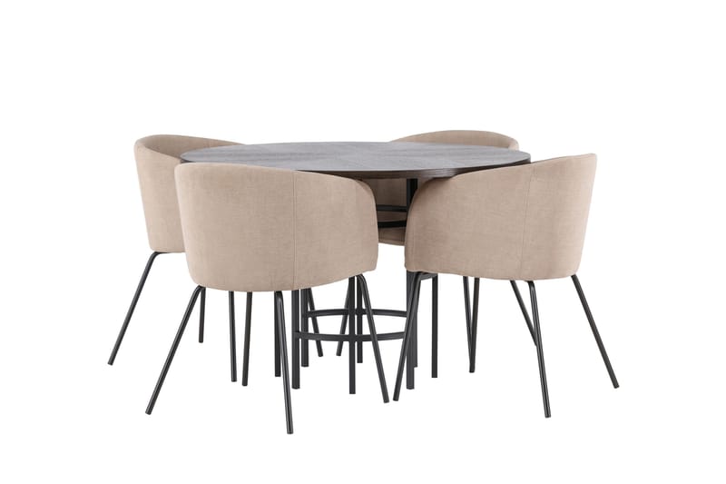 Copenhagen spisegruppe 115 cm rund med 4 Berit stoler - Beige - Møbler - Bord - Spisegruppe
