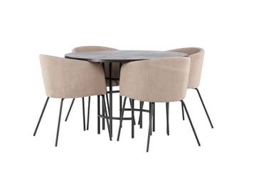 Copenhagen spisegruppe 115 cm rund med 4 Berit stoler - Beige - Møbler - Bord - Spisegruppe