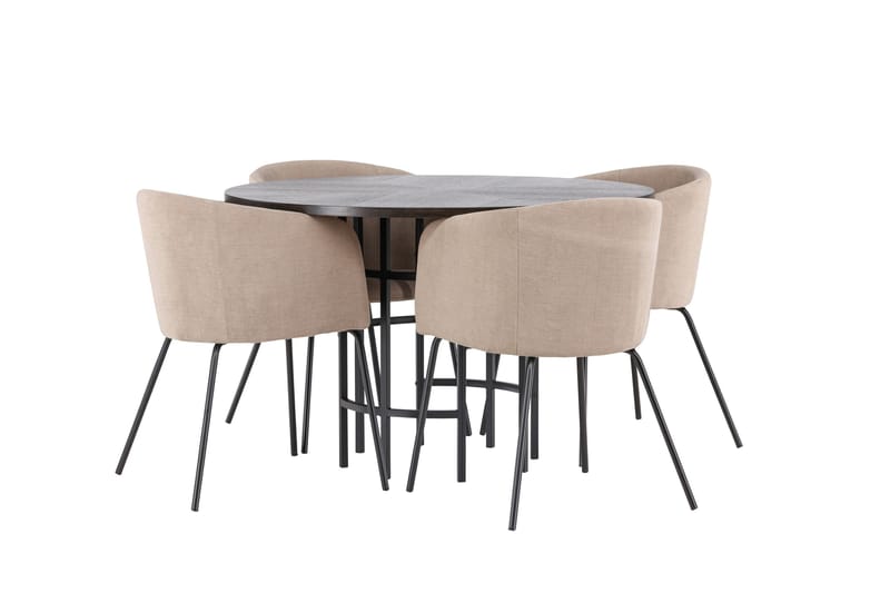 Copenhagen spisegruppe 115 cm rund med 4 Berit stoler - Beige - Møbler - Bord - Spisegruppe