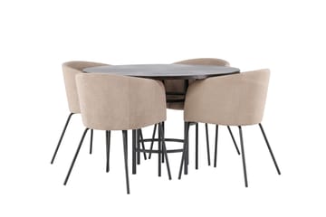 Copenhagen spisegruppe 115 cm rund med 4 Berit stoler - Beige - Møbler - Bord - Spisegruppe