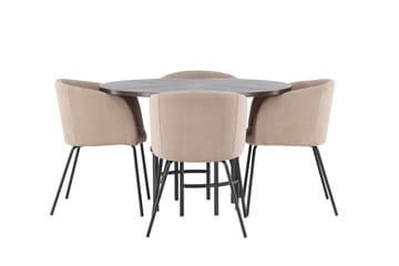 Copenhagen spisegruppe 115 cm rund med 4 Berit stoler - Beige - Møbler - Bord - Spisegruppe